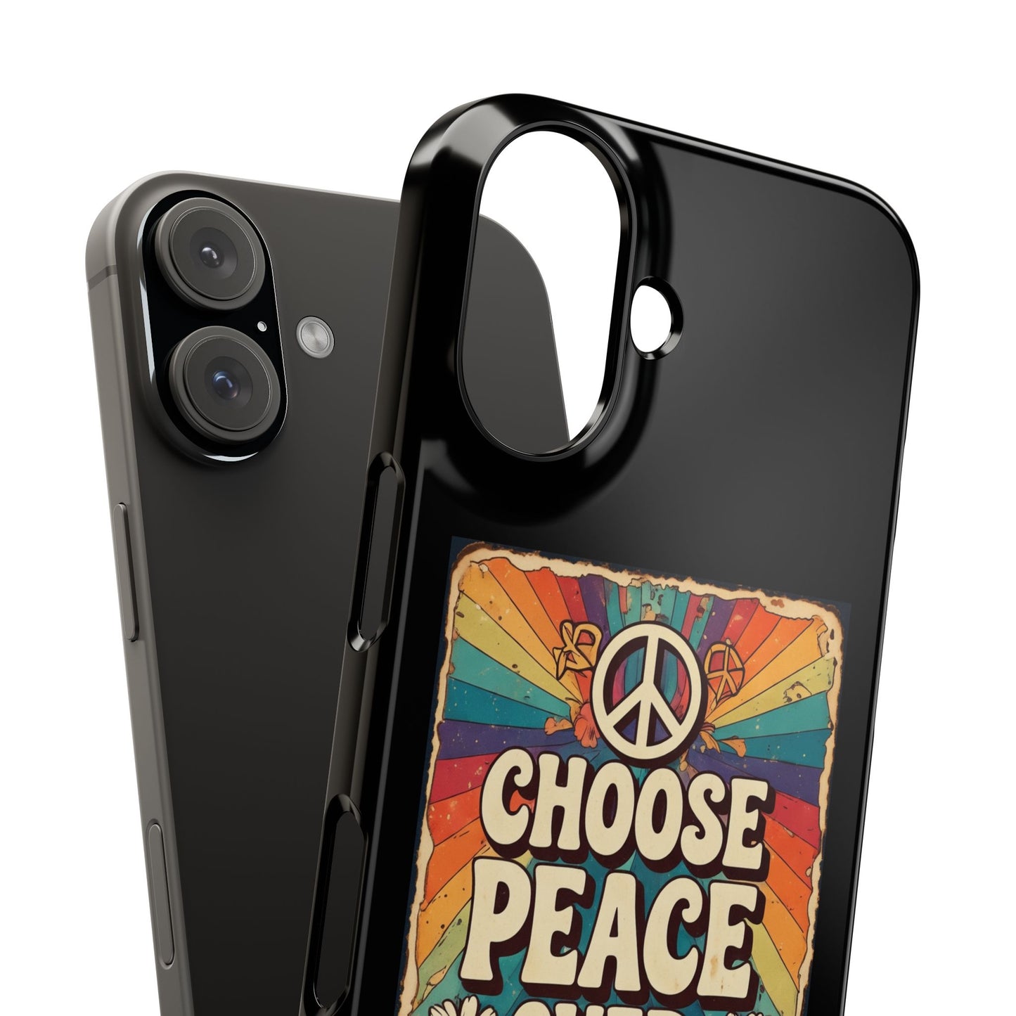 Choose Peace Over War phone case | peace sign retro sunflower design