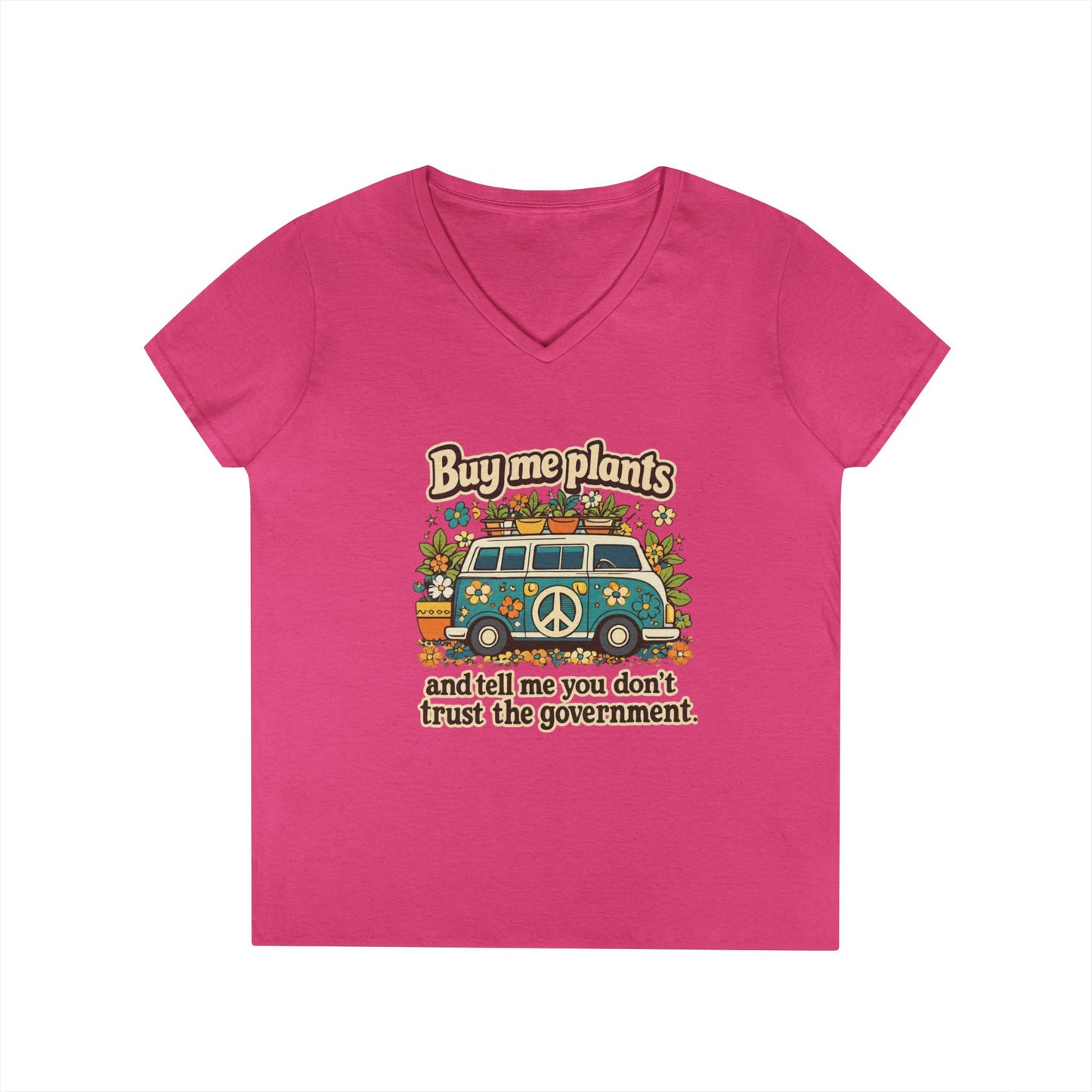 Buy me plants and tell me you dont trust the government graphic T-Shirt | Retro Hippie Peace Sign, Plant Lover Tee