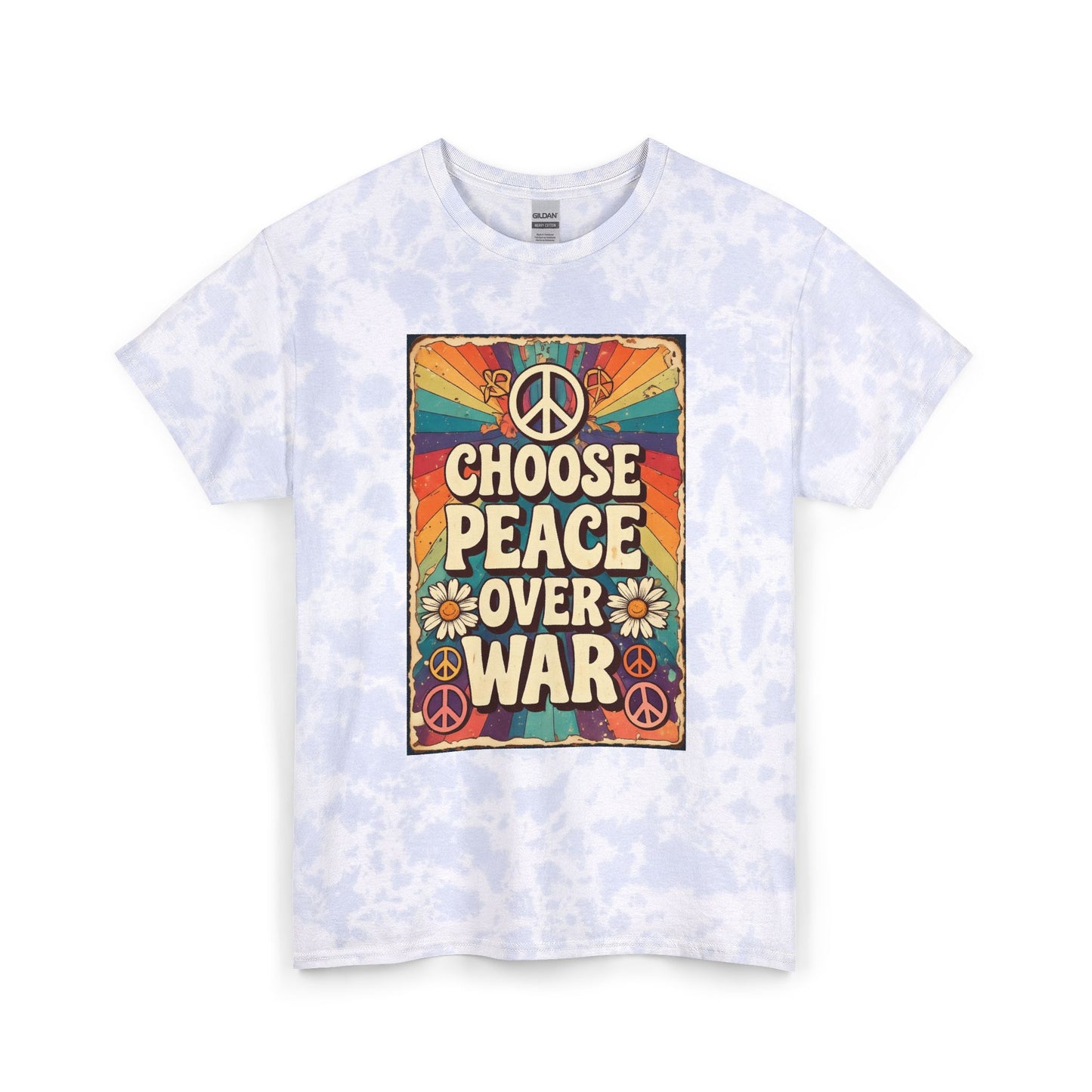 Peace Over War Tie-Dye Tee Shirt Unisex 100% Cotton — Retro Graphic T-Shirt