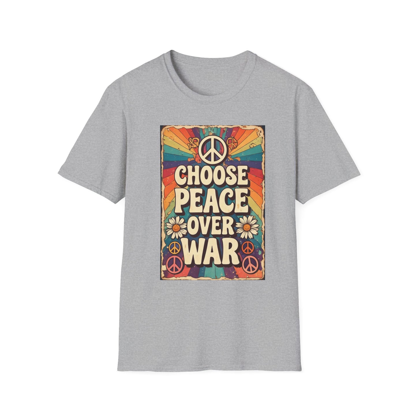 Choose Peace Over War T-Shirt | Retro Hippie Peace Sign Design