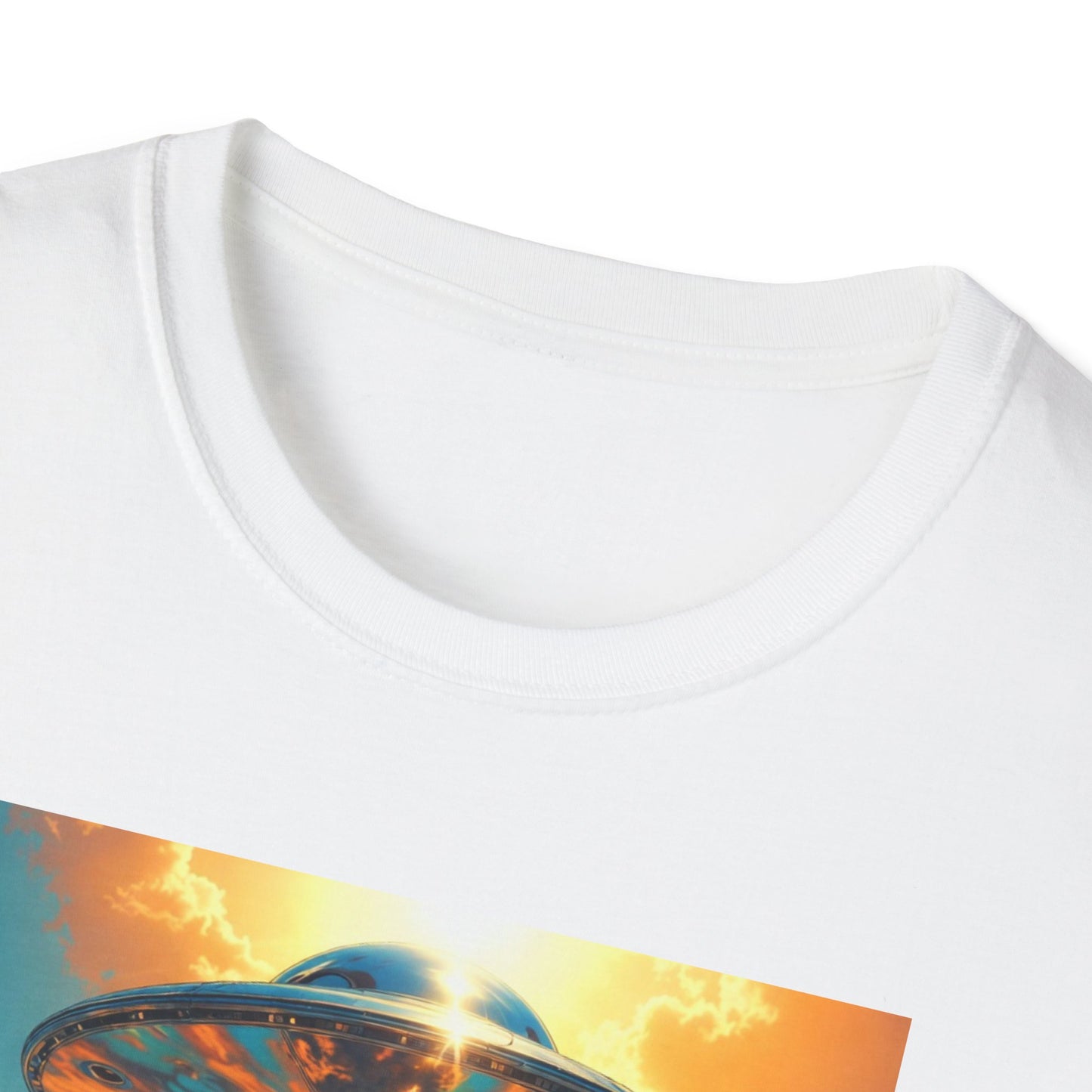 Rainbow UFO Abduction Girl T-Shirt | Psychedelic Daisy Field Print