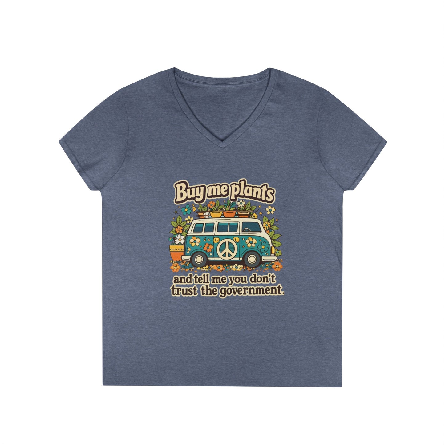 Buy me plants and tell me you dont trust the government graphic T-Shirt | Retro Hippie Peace Sign, Plant Lover Tee