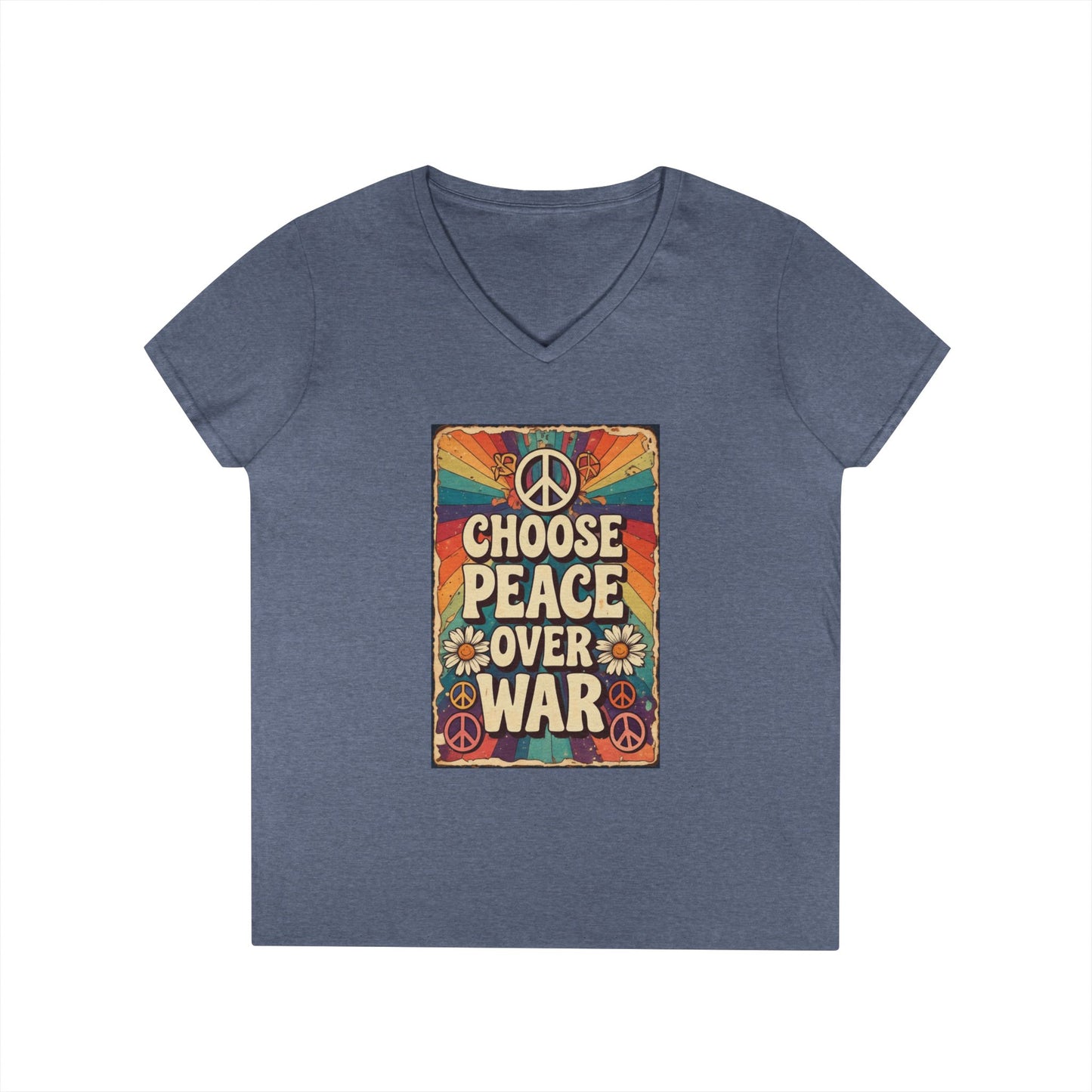 Choose Peace Over War graphic tee | V-Neck T-Shirt, Retro Peace Sign design