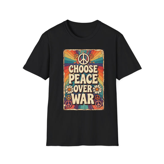 Choose Peace Over War T-Shirt | Retro Hippie Peace Sign Design