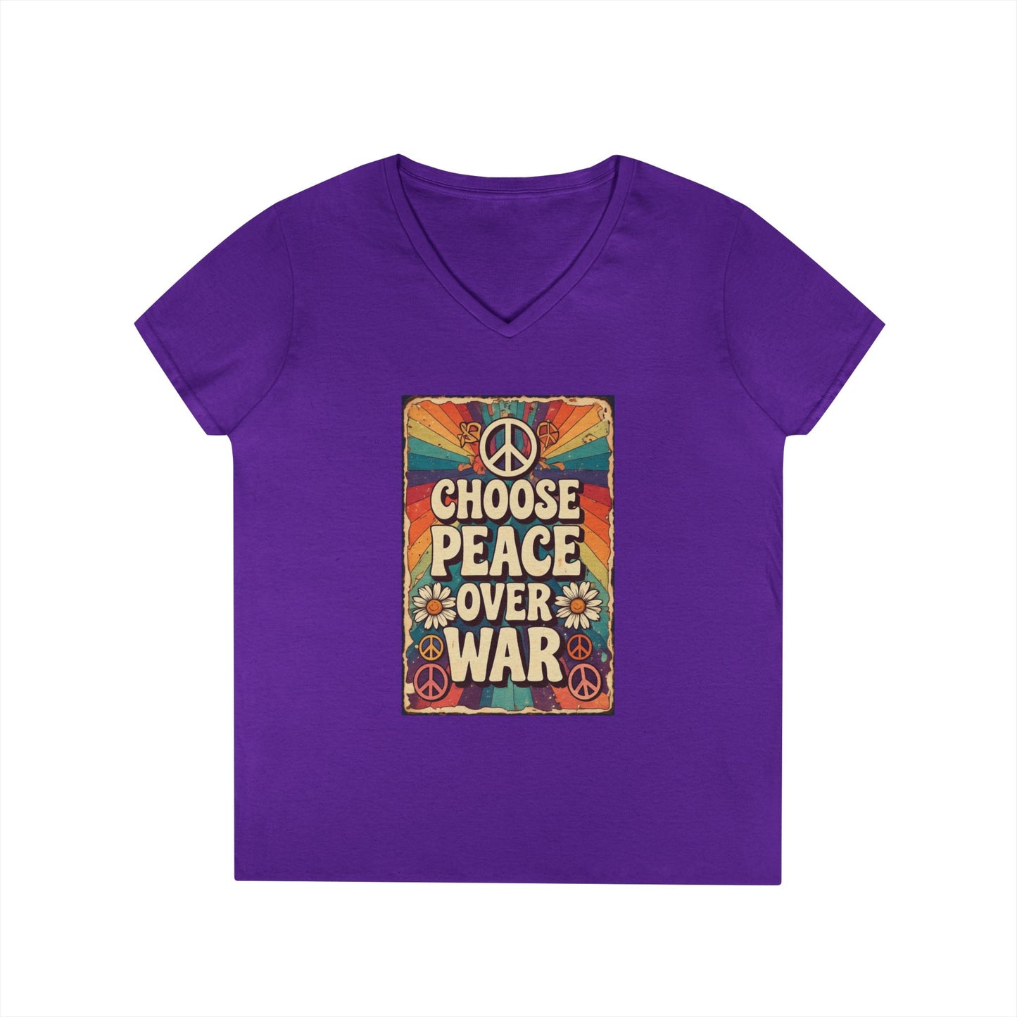 Choose Peace Over War graphic tee | V-Neck T-Shirt, Retro Peace Sign design