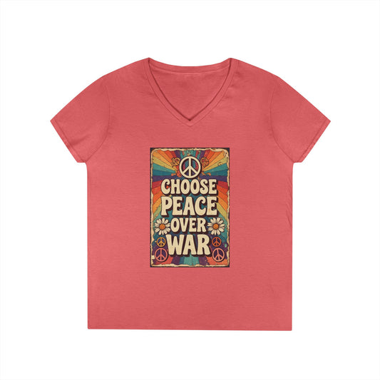 Choose Peace Over War graphic tee | V-Neck T-Shirt, Retro Peace Sign design