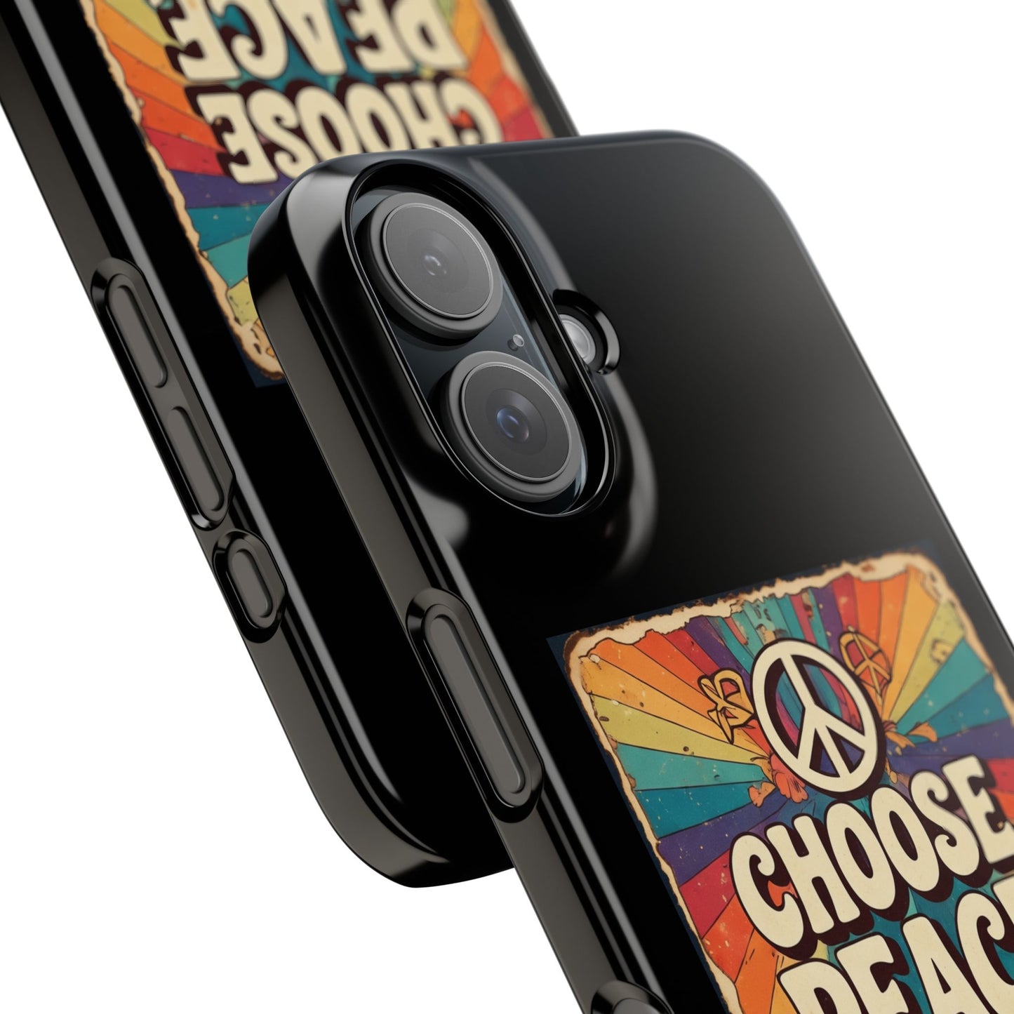 Choose Peace Over War phone case | peace sign retro sunflower design