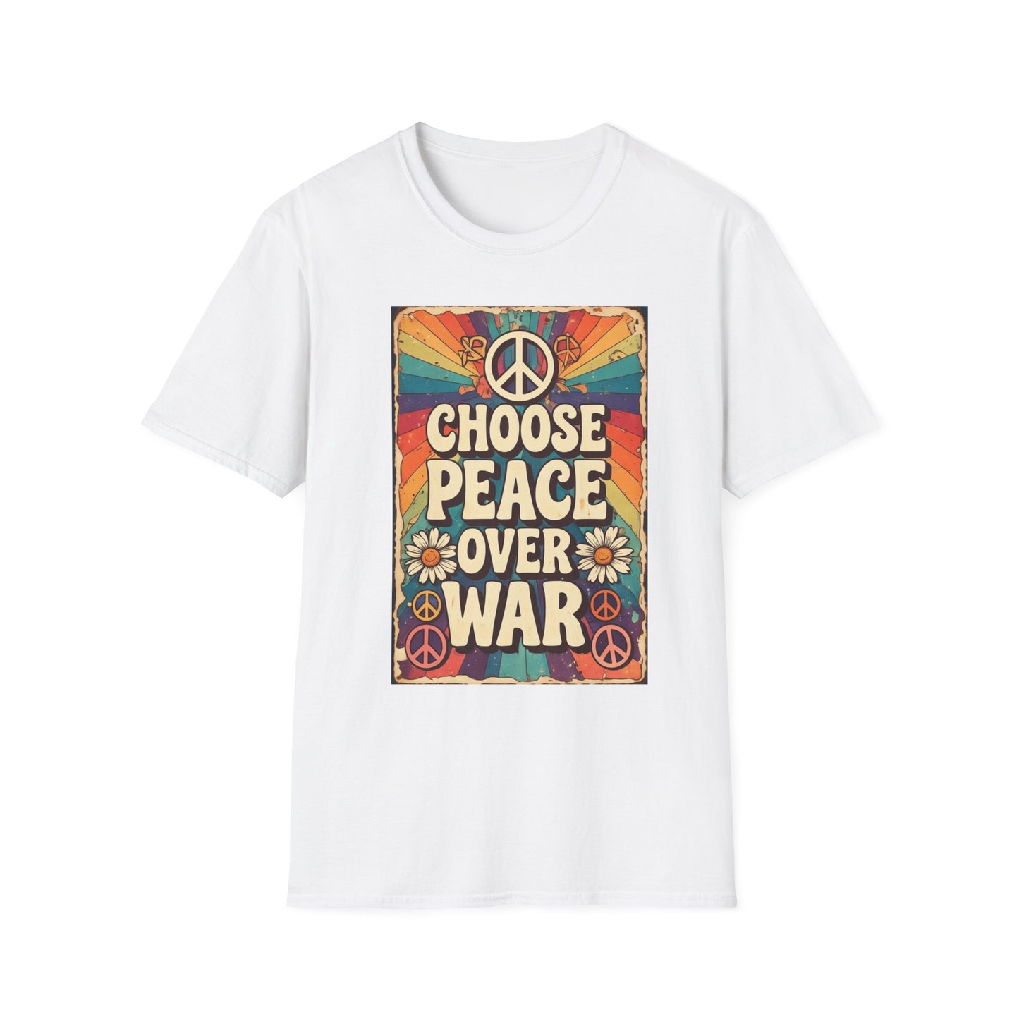 Choose Peace Over War T-Shirt | Retro Hippie Peace Sign Design