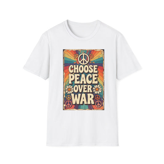 Choose Peace Over War T-Shirt | Retro Hippie Peace Sign Design