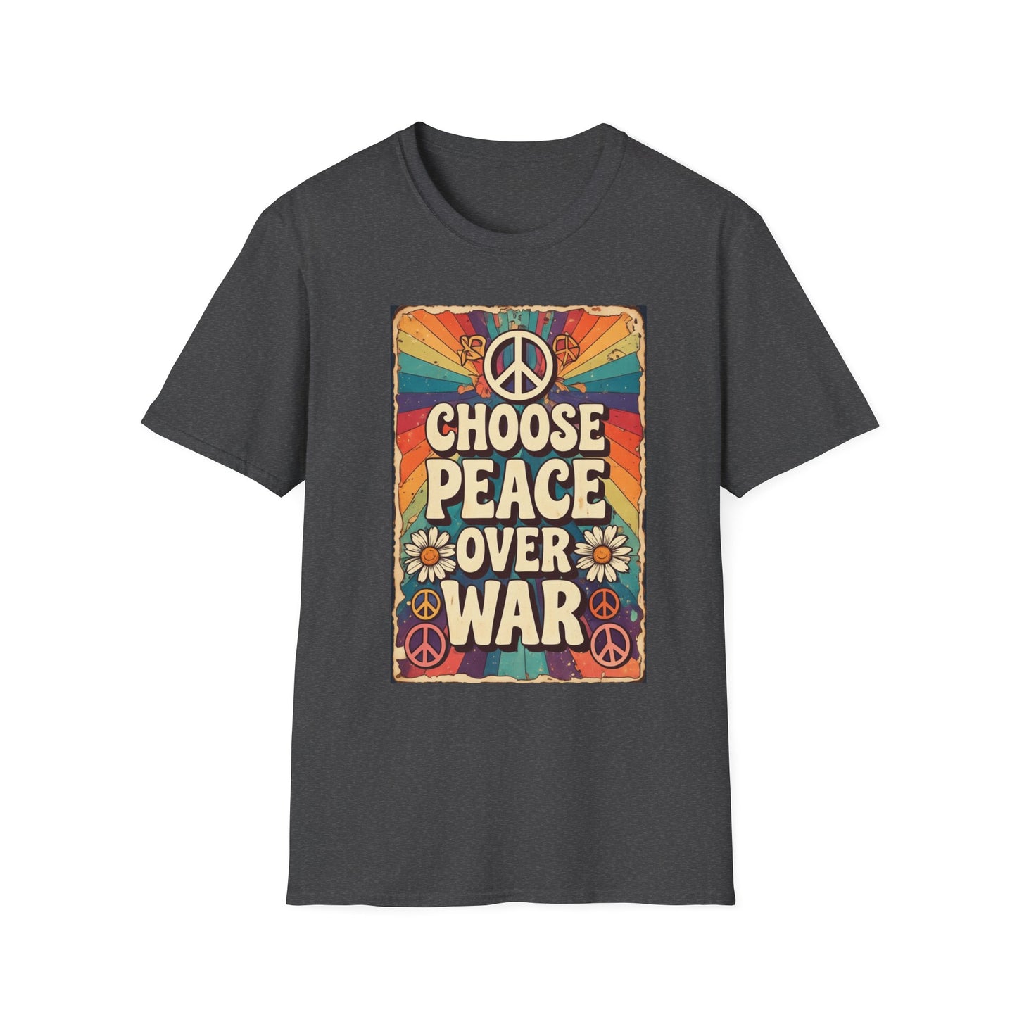 Choose Peace Over War T-Shirt | Retro Hippie Peace Sign Design